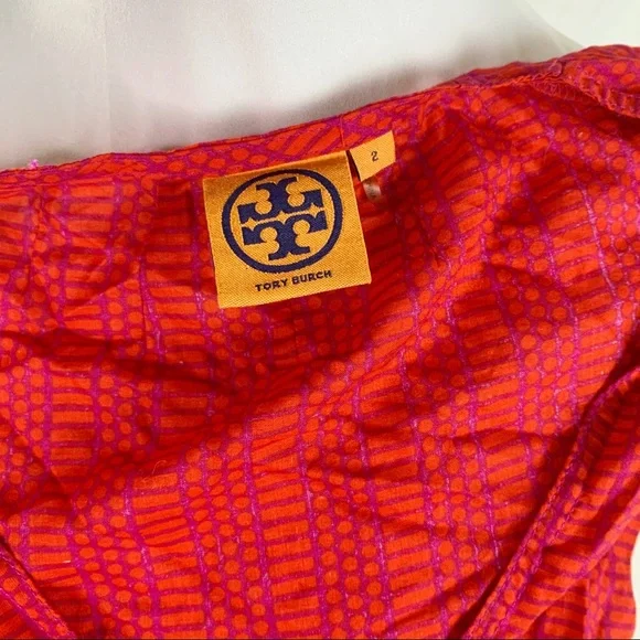 Tory Burch red and purple tie back v-neck tank top - Picture 12 of 14